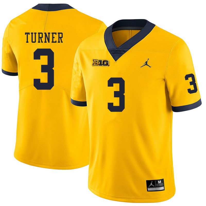 Men #3 Christian Turner Michigan Wolverines College Football Jerseys Sale-Yellow